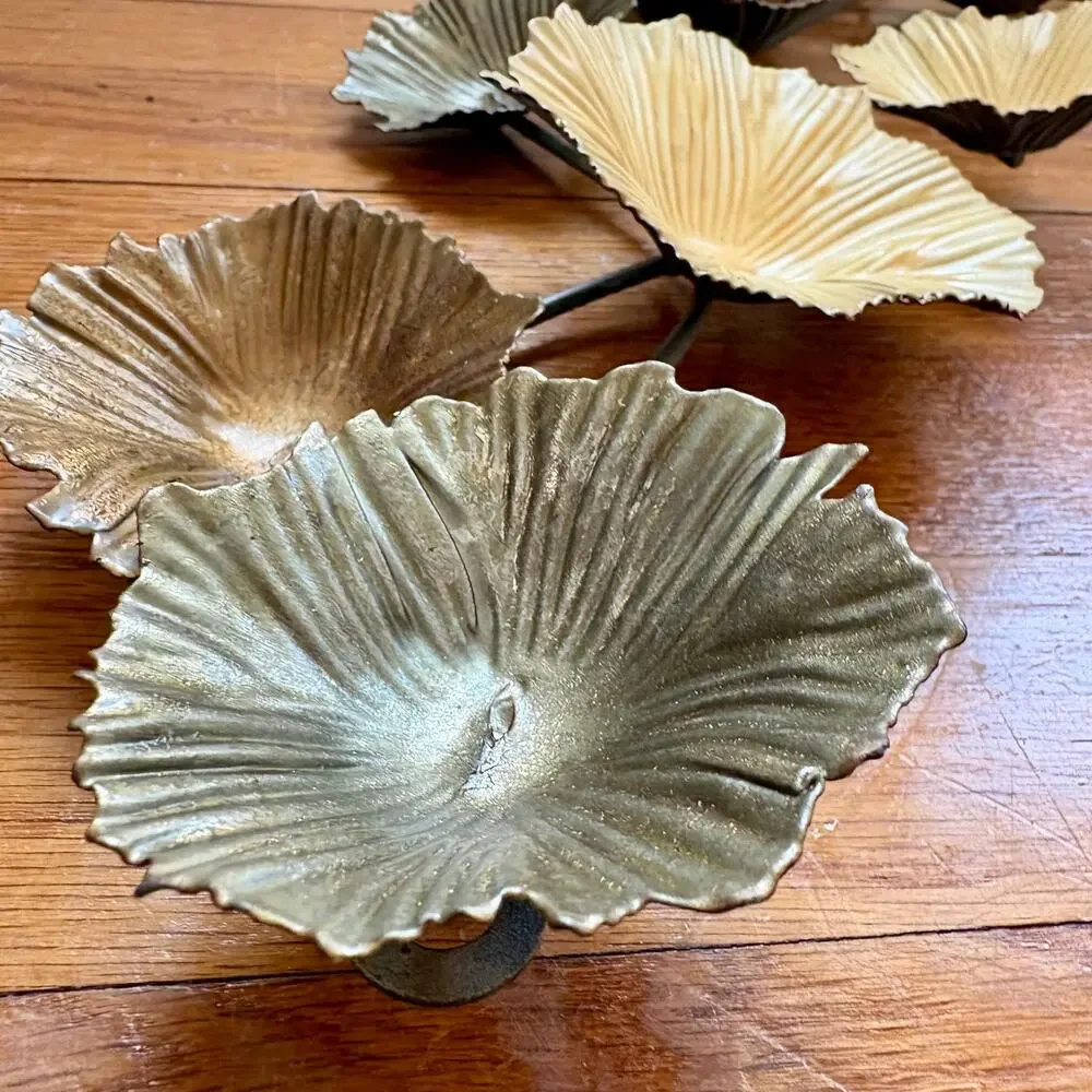Vintage Metal Leaf Wall Art Botanical Gold Bronze Decor